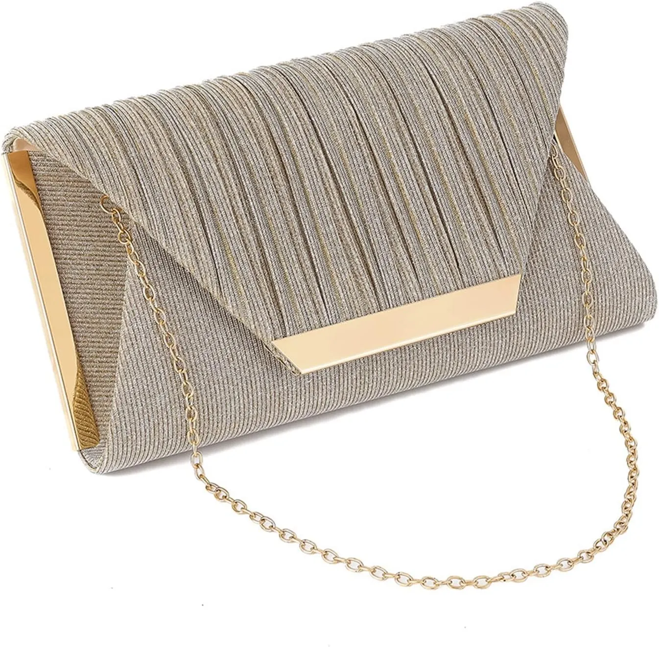 Womens Glitter Clutch Bags Flap Elegant Purse Evening Bag Formal Handbag with Detachable Chain