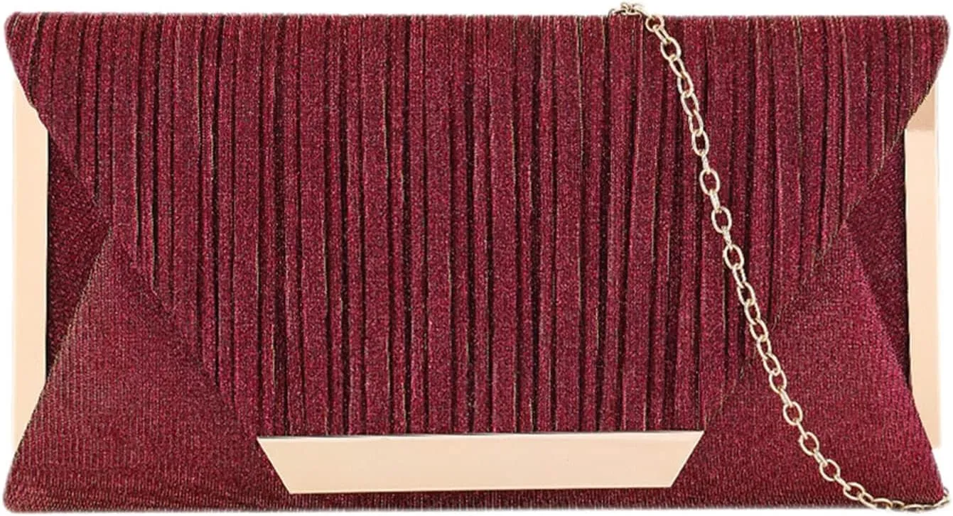 Womens Glitter Clutch Bags Flap Elegant Purse Evening Bag Formal Handbag with Detachable Chain