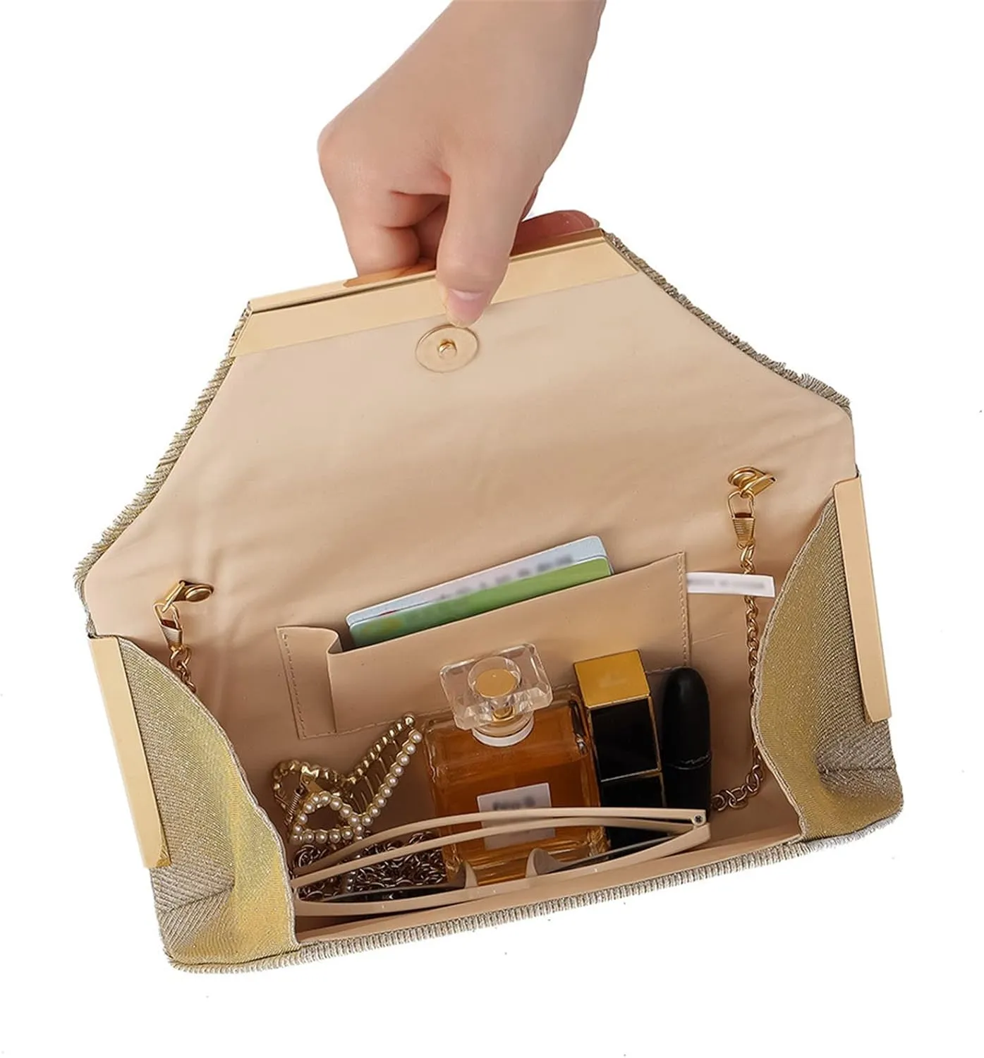 Womens Glitter Clutch Bags Flap Elegant Purse Evening Bag Formal Handbag with Detachable Chain