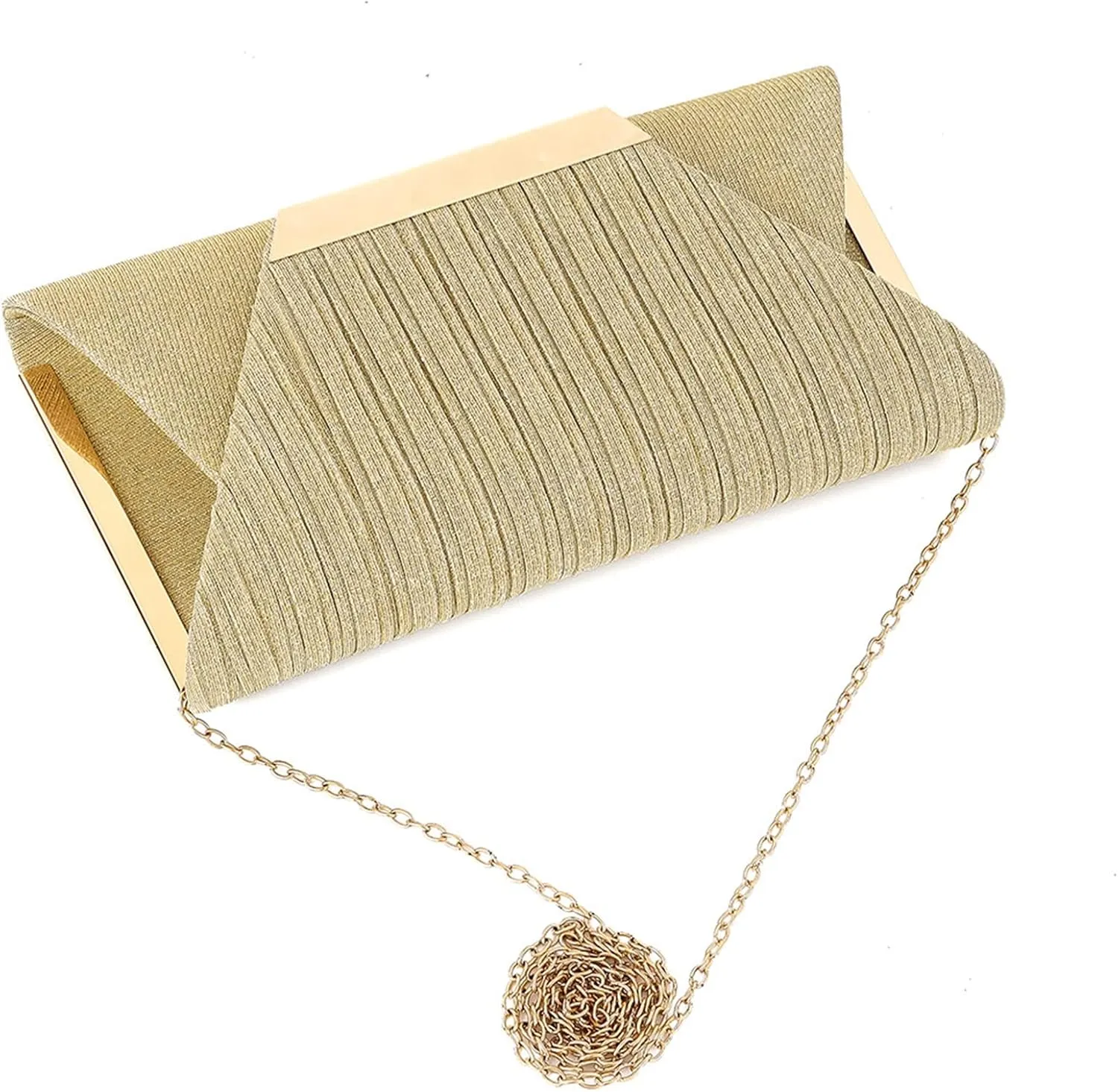 Womens Glitter Clutch Bags Flap Elegant Purse Evening Bag Formal Handbag with Detachable Chain