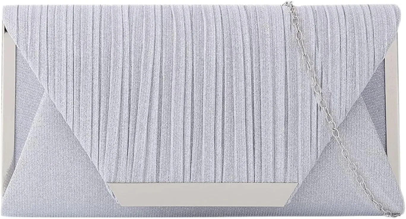 Womens Glitter Clutch Bags Flap Elegant Purse Evening Bag Formal Handbag with Detachable Chain