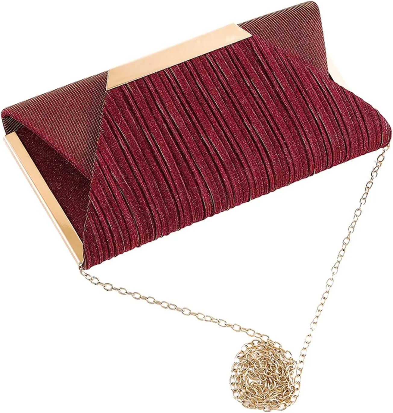 Womens Glitter Clutch Bags Flap Elegant Purse Evening Bag Formal Handbag with Detachable Chain