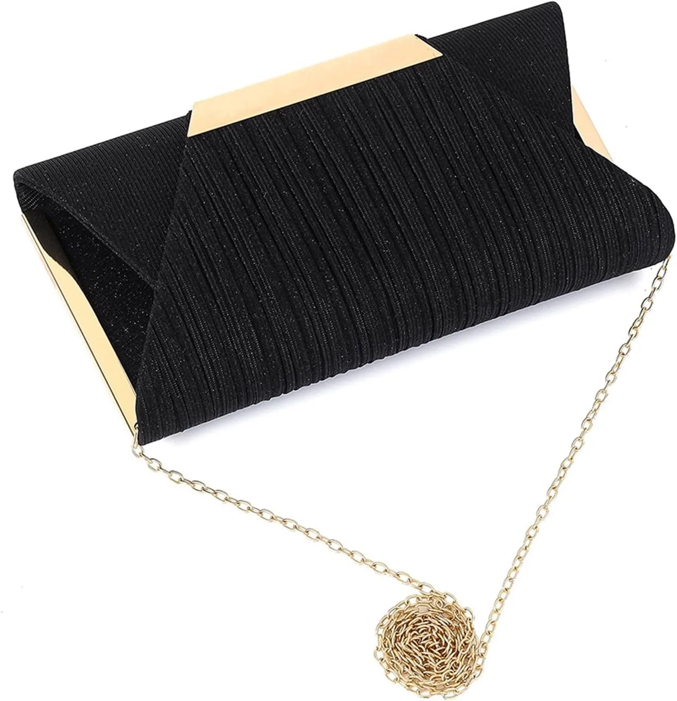 Womens Glitter Clutch Bags Flap Elegant Purse Evening Bag Formal Handbag with Detachable Chain
