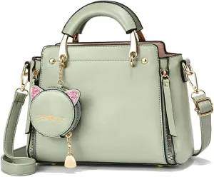 Women's Handbags Top Handle Handbags with Coin Purse for Women Fashion Ladies Purses PU Leather Satchel Shoulder Tote Bags(Green)