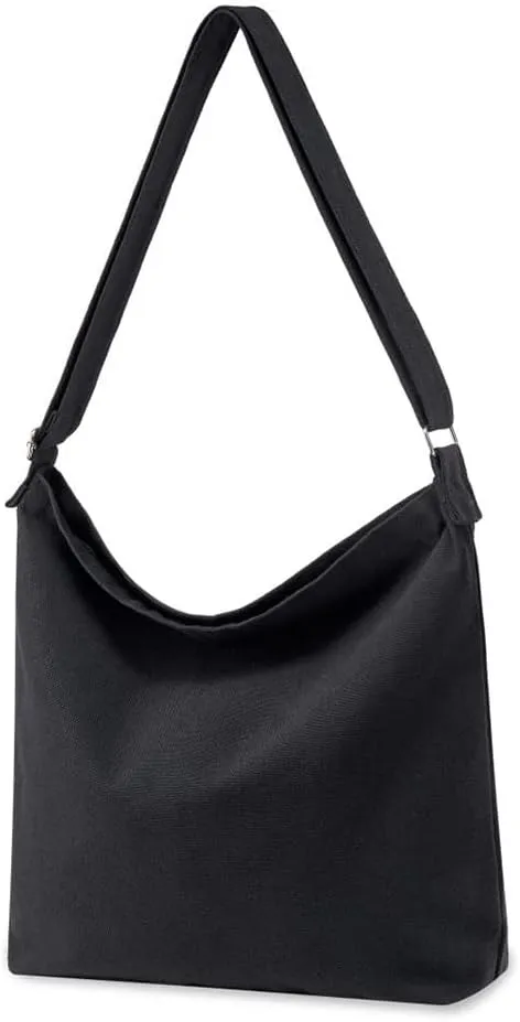 Women's Large Canvas Crossbody Tote Handbag - Blank Design for Customization