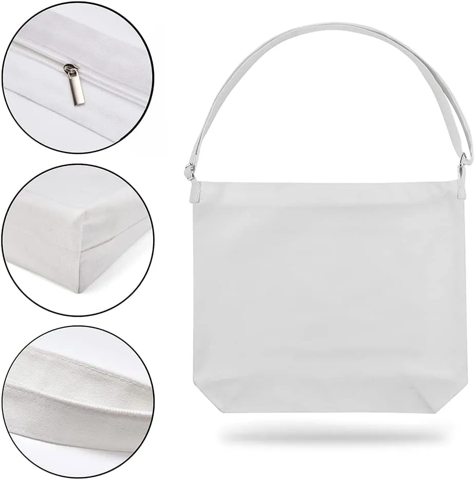 Women's Large Canvas Crossbody Tote Handbag - Blank Design for Customization