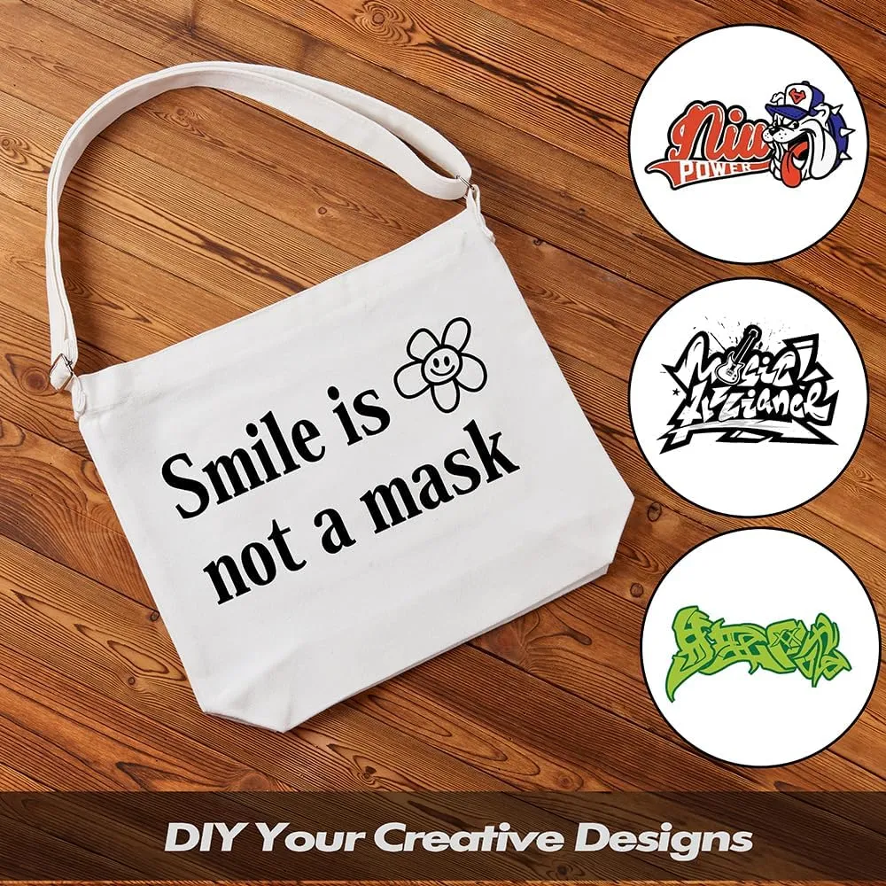Women's Large Canvas Crossbody Tote Handbag - Blank Design for Customization