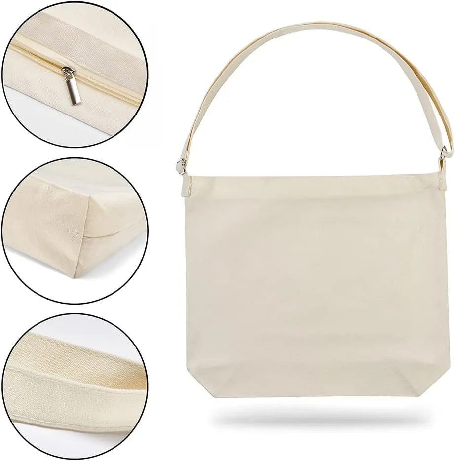 Women's Large Canvas Crossbody Tote Handbag - Blank Design for Customization