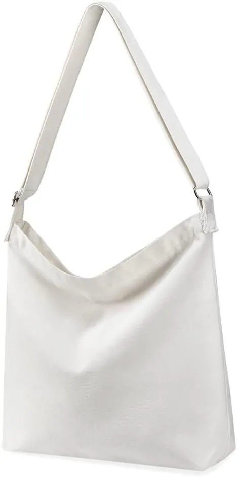 Women's Large Canvas Crossbody Tote Handbag - Blank Design for Customization