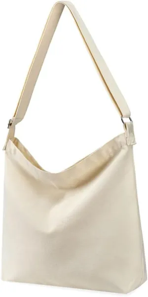Women's Large Canvas Crossbody Tote Handbag - Blank Design for Customization