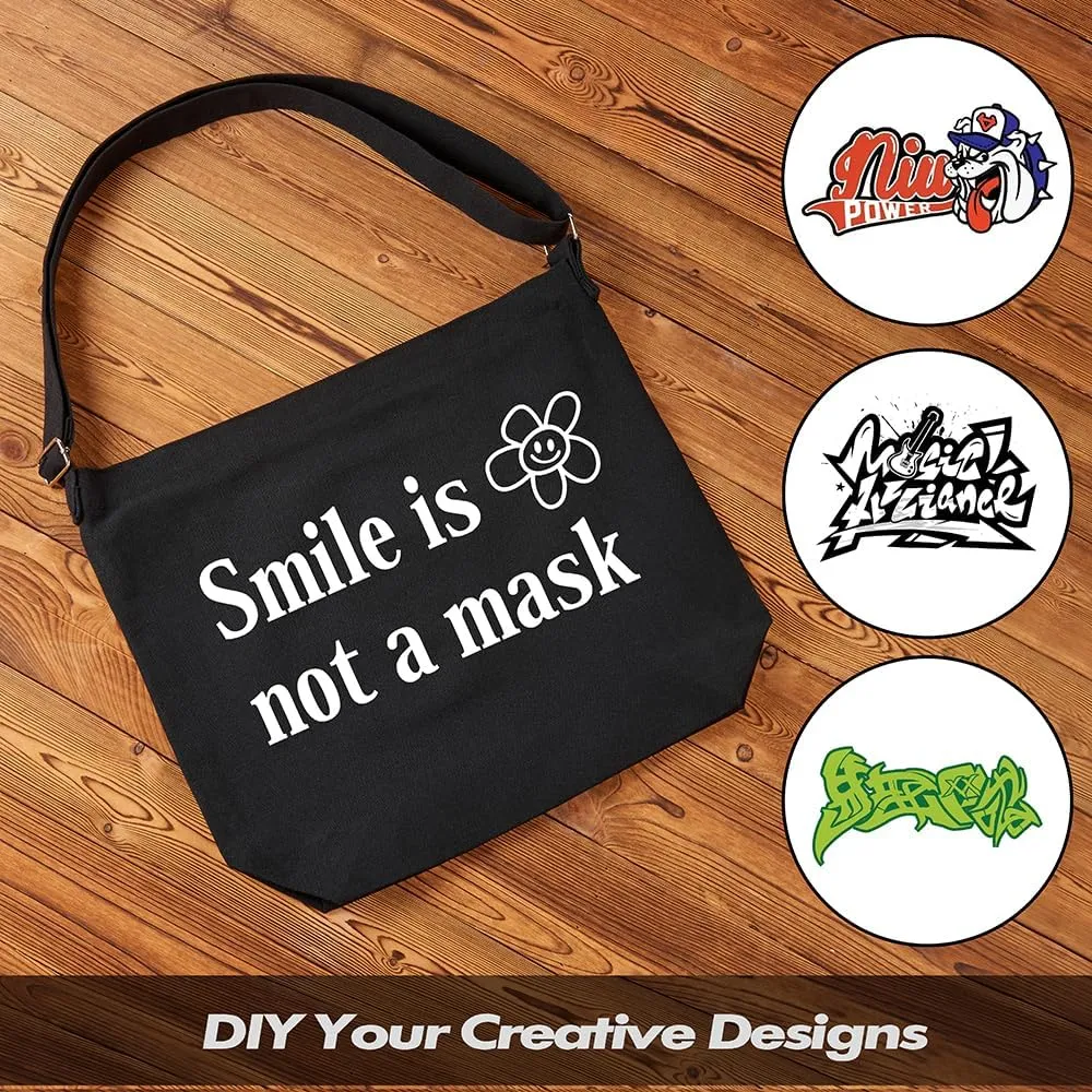 Women's Large Canvas Crossbody Tote Handbag - Blank Design for Customization