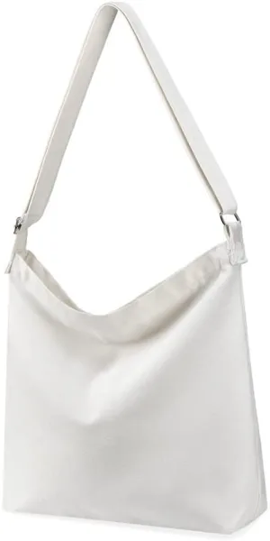 Women's Large Canvas Crossbody Tote Handbag - Blank Design for Customization