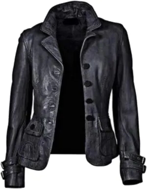 Women's Leather Jacket Pure Soft Lambskin Peacoat Leather Blazer PC06