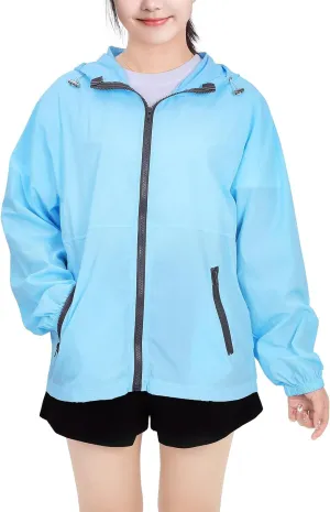Women's Lightweight Jacket Hooded Lightweight Raincoat Outdoor Waterproof Windbreaker with Pockets Cycling Bike