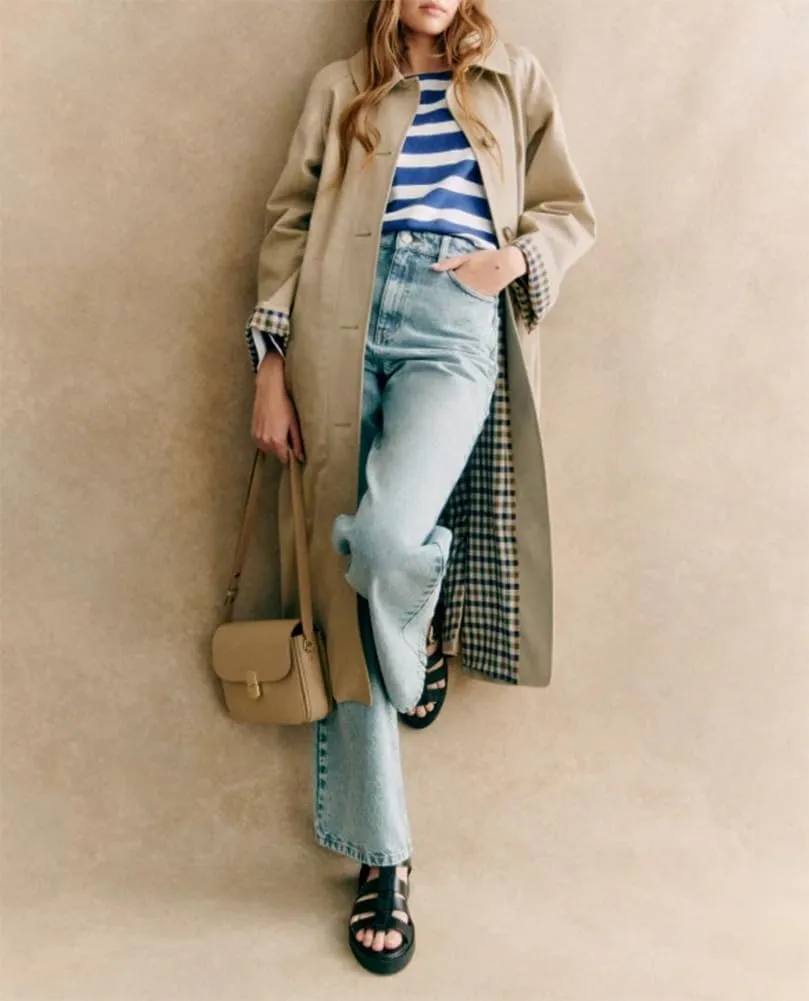 Women's Long Trench Coat Single Breasted Oversized Overcoat Classic Button Down Spring Outerwear