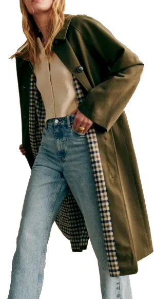 Women's Long Trench Coat Single Breasted Oversized Overcoat Classic Button Down Spring Outerwear
