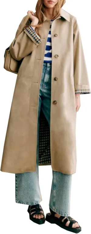 Women's Long Trench Coat Single Breasted Oversized Overcoat Classic Button Down Spring Outerwear