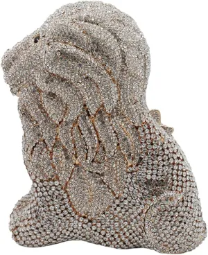 Women's Mini Lion Evening Clutch Bags Rhinestone Purse Wedding Party Prom Crystal Handbags