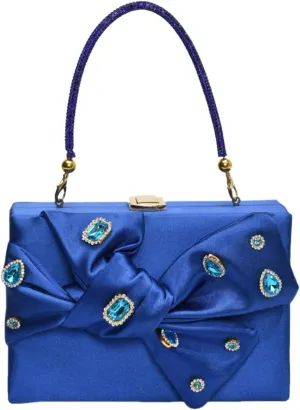 Womens Satin Evening Bag Bow Handbag Purse Party Clutches Wedding Chain Shoulder Cross Body Bag