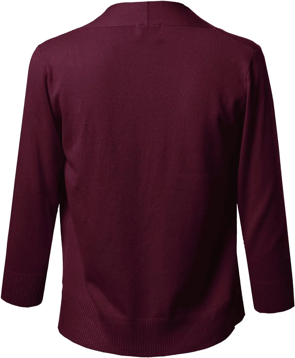 Women's Solid Soft Stretch 3/4 Sleeve Layer Short Cardigan