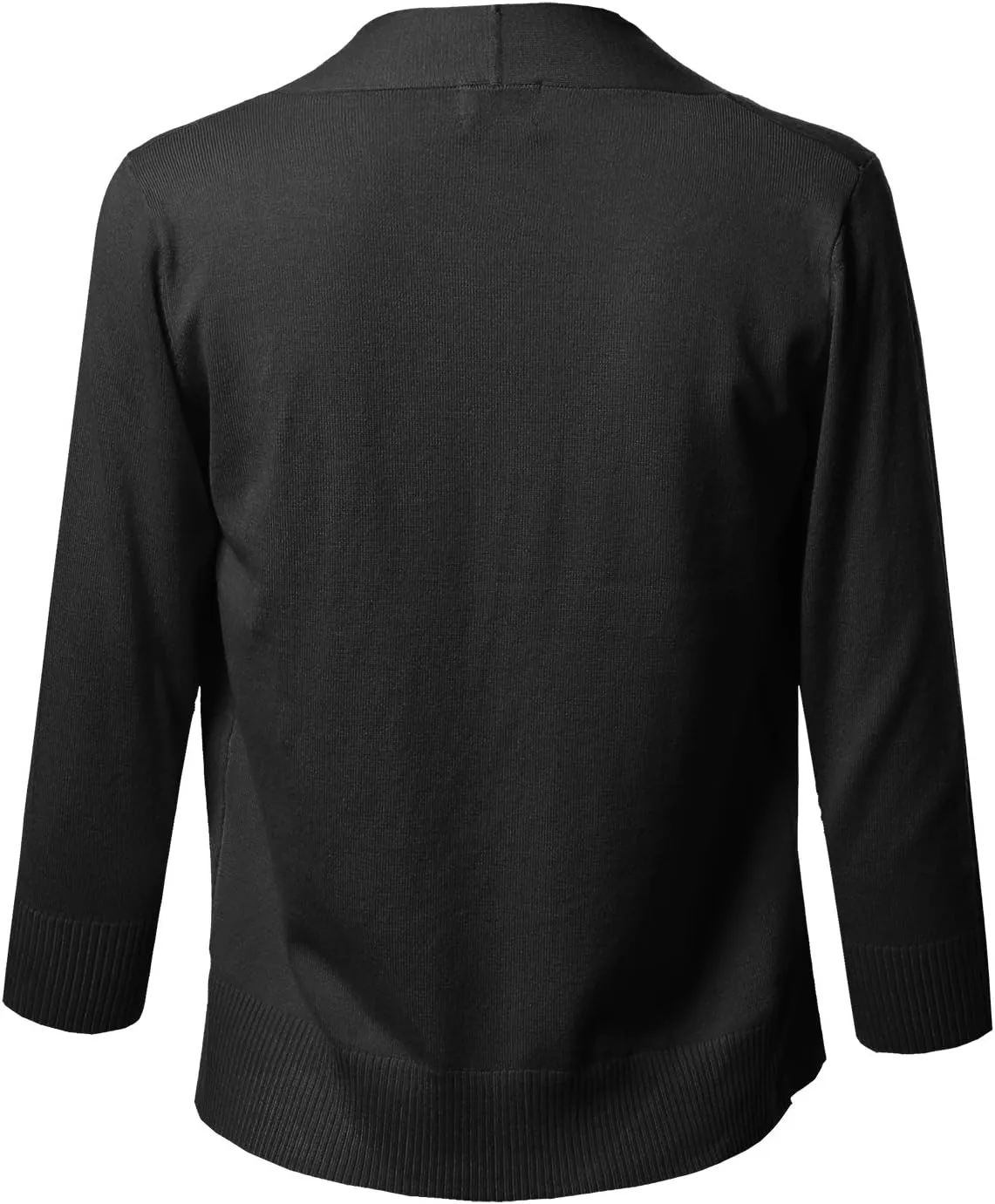 Women's Solid Soft Stretch 3/4 Sleeve Layer Short Cardigan