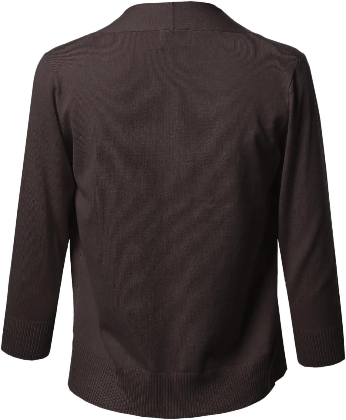 Women's Solid Soft Stretch 3/4 Sleeve Layer Short Cardigan