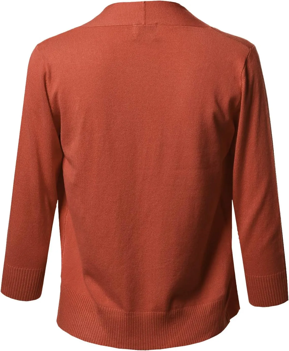 Women's Solid Soft Stretch 3/4 Sleeve Layer Short Cardigan