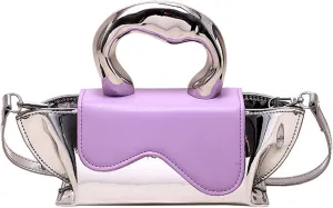 Women's Unique Handbag and Purse PU Leather Y2K Metallic Evening Satchel Flap Top Handle Shoulder Bag Cute Crossbodybag827OWOISS
