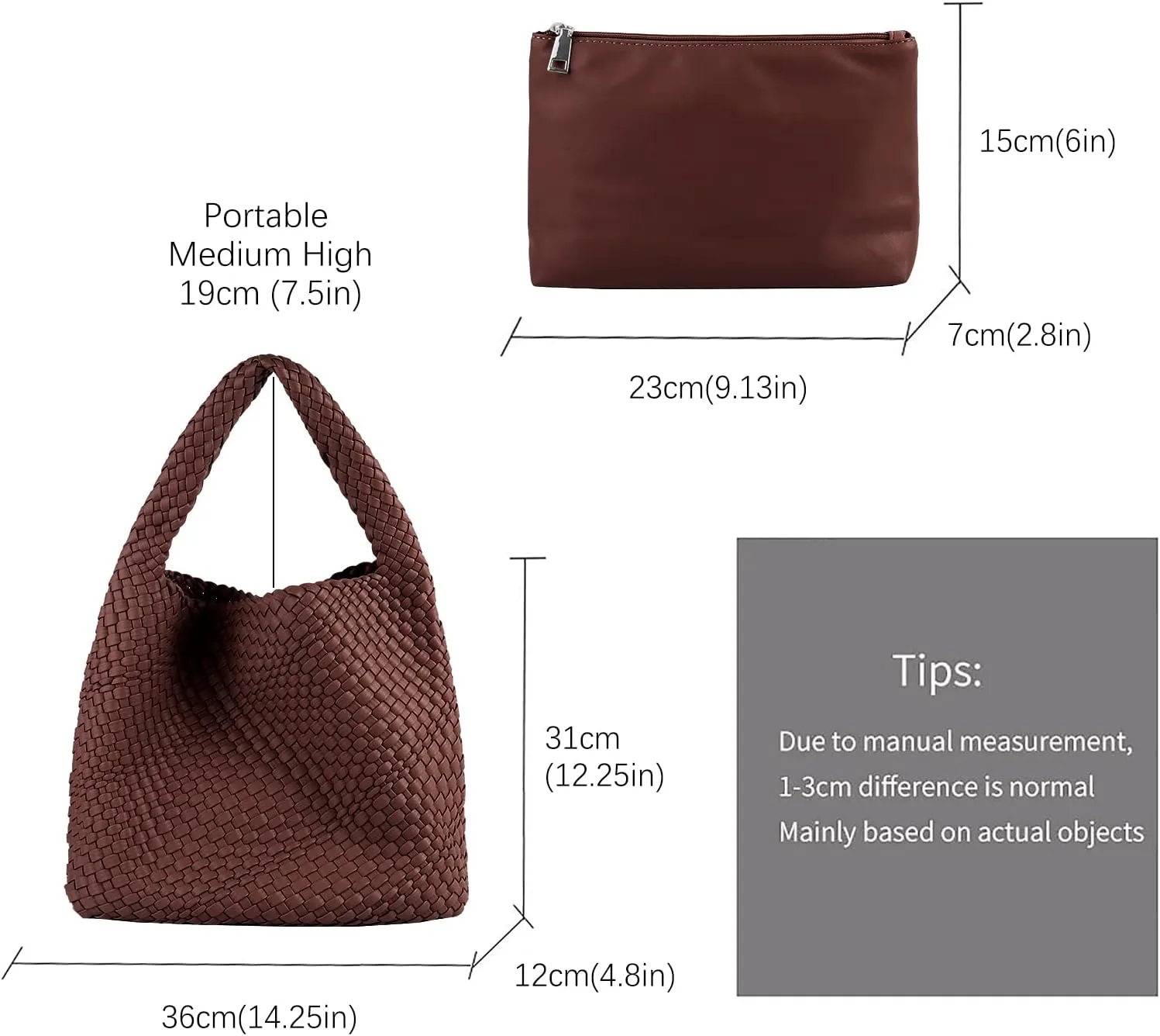 Woven Tote Bag for Women Vegan Leather Hobo Bags, Top-handle Handmade Purse
