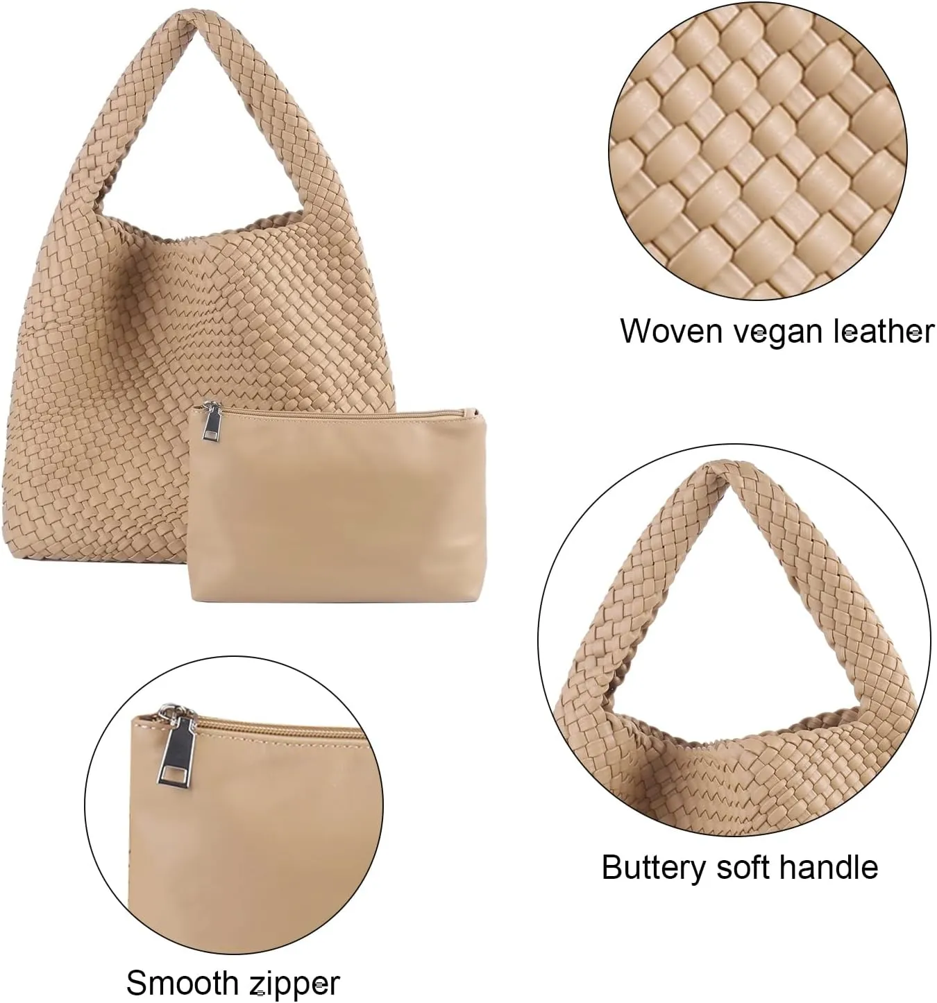 Woven Tote Bag for Women Vegan Leather Hobo Bags, Top-handle Handmade Purse