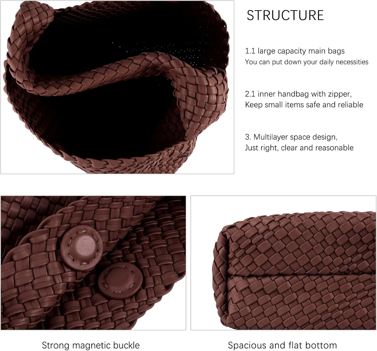 Woven Tote Bag for Women Vegan Leather Hobo Bags, Top-handle Handmade Purse