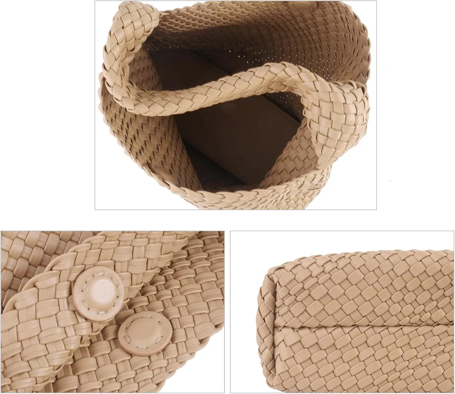 Woven Tote Bag for Women Vegan Leather Hobo Bags, Top-handle Handmade Purse