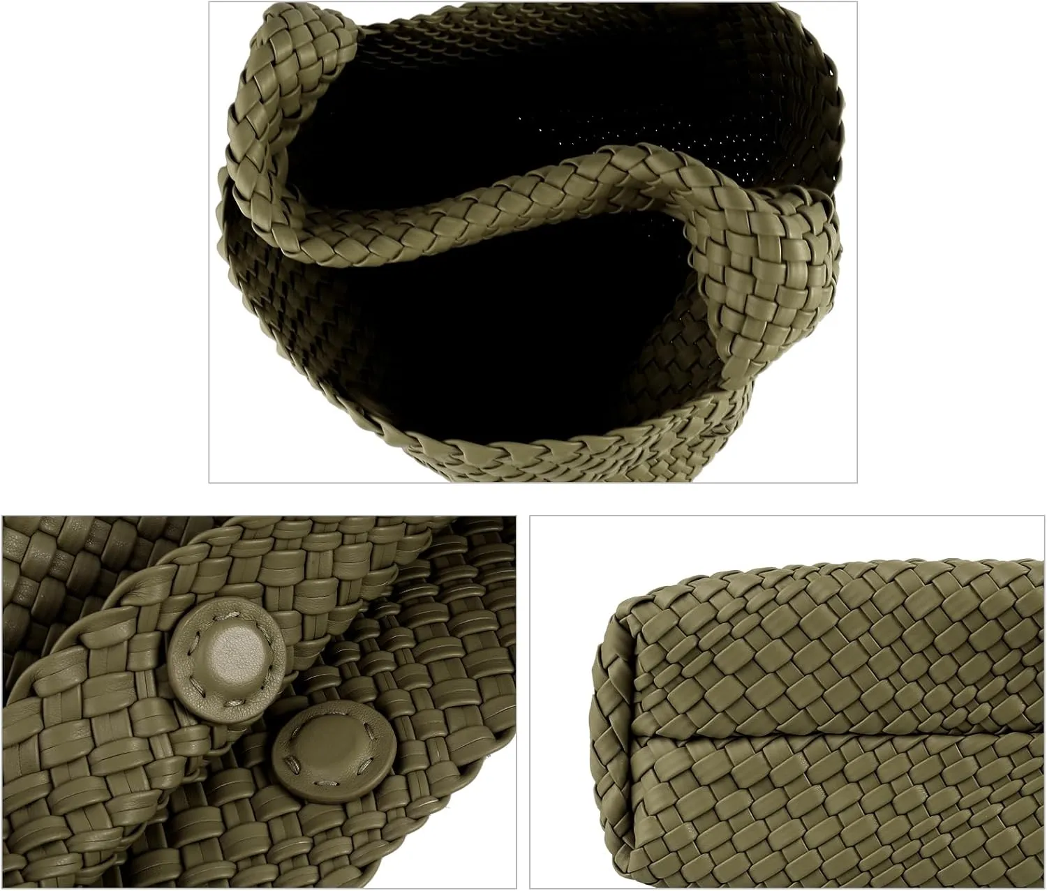 Woven Tote Bag for Women Vegan Leather Hobo Bags, Top-handle Handmade Purse