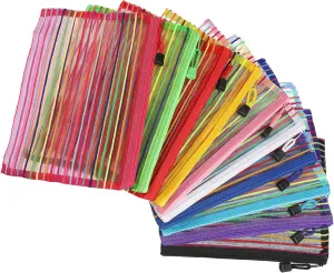 YOKIVE 10 Pack Mesh Cosmetic Bags, A5 Nylon Pencil Cases | Zipper Travel Organizers Makeup Pouch, Great for Home(Multicolor)